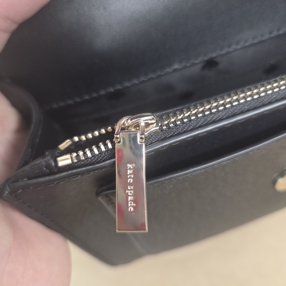 KATE SPADE NY Leopard Print Flap Crossbody Bag - Black & Tan - Silver Hardware - Picture 10 of 14